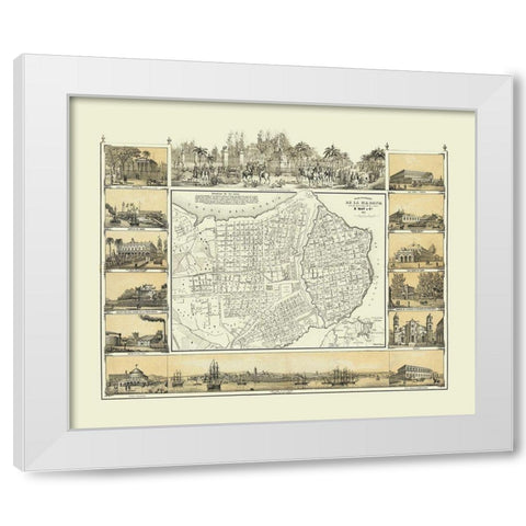Central America Havana Cuba - May 1853 White Modern Wood Framed Art Print by May