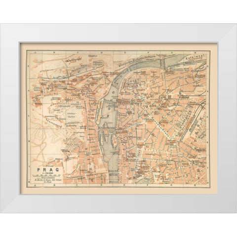 Prague Czech Republic Europe - Baedeker 1910 White Modern Wood Framed Art Print by Baedeker