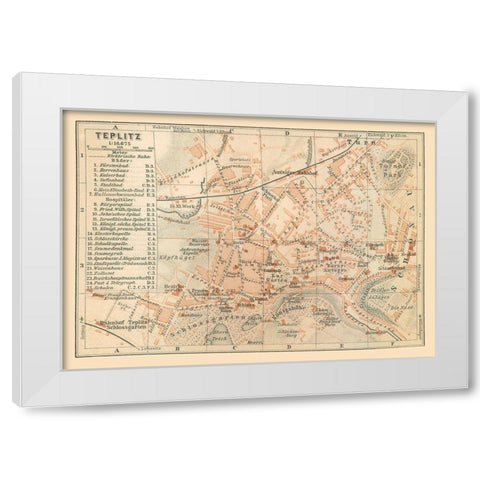 Teplice Czech Republic Europe - Baedeker 1910 White Modern Wood Framed Art Print by Baedeker