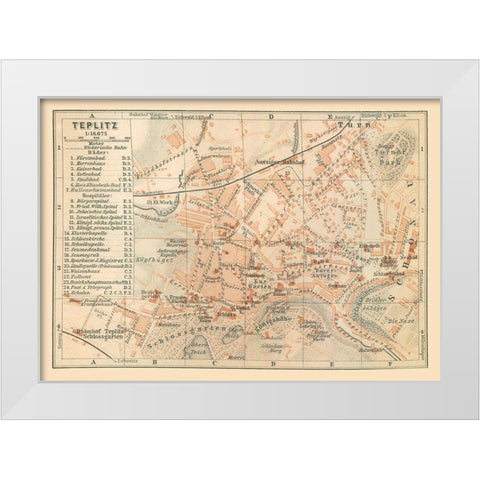 Teplice Czech Republic Europe - Baedeker 1910 White Modern Wood Framed Art Print by Baedeker