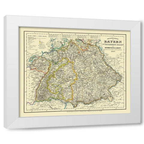 Bavaria Province Germany - 1841 White Modern Wood Framed Art Print by Unknown