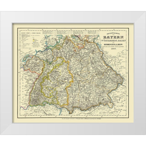 Bavaria Province Germany - 1841 White Modern Wood Framed Art Print by Unknown