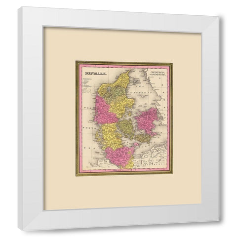 Scandinavia Denmark - Mitchell 1846 White Modern Wood Framed Art Print by Mitchell