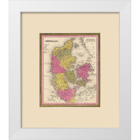 Scandinavia Denmark - Mitchell 1846 White Modern Wood Framed Art Print by Mitchell