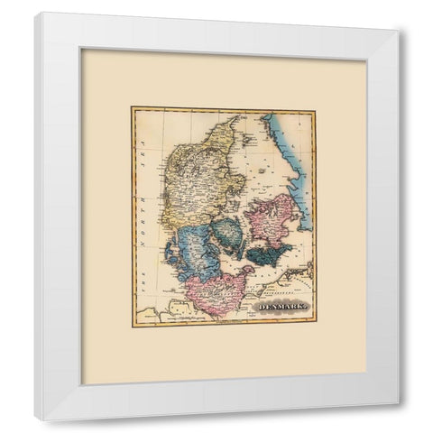 Scandinavia Denmark - Lucas 1823 White Modern Wood Framed Art Print by Lucas