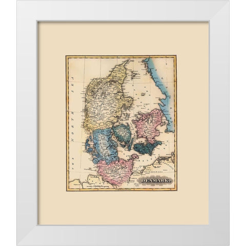 Scandinavia Denmark - Lucas 1823 White Modern Wood Framed Art Print by Lucas