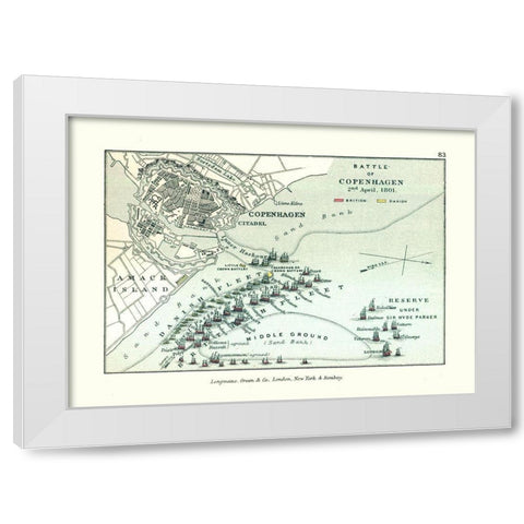 Battle of Copenhagen 1801 Denmark - Gardiner 1902 White Modern Wood Framed Art Print by Gardiner