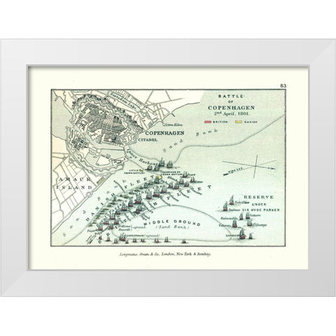 Battle of Copenhagen 1801 Denmark - Gardiner 1902 White Modern Wood Framed Art Print by Gardiner