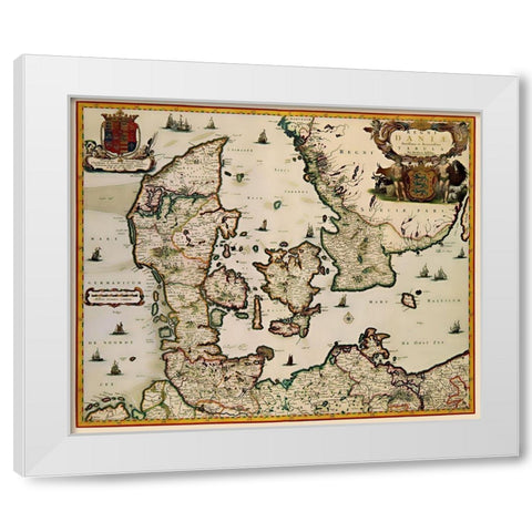 Scandinavia Denmark - Blaeu 1662 White Modern Wood Framed Art Print by Blaeu