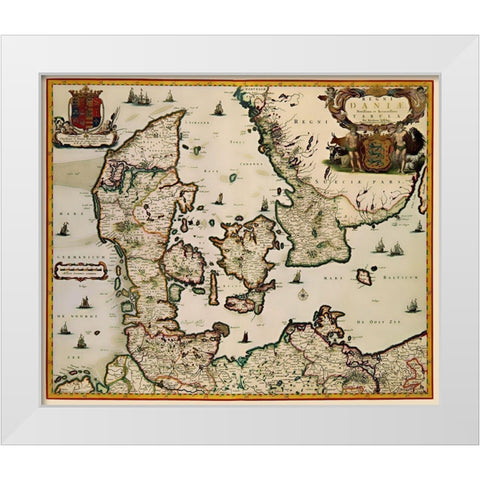 Scandinavia Denmark - Blaeu 1662 White Modern Wood Framed Art Print by Blaeu