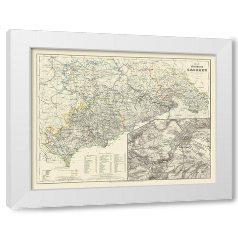 Saxony Region Dresden Germany - Radefeld 1860 White Modern Wood Framed Art Print by Radefeld