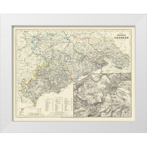 Saxony Region Dresden Germany - Radefeld 1860 White Modern Wood Framed Art Print by Radefeld