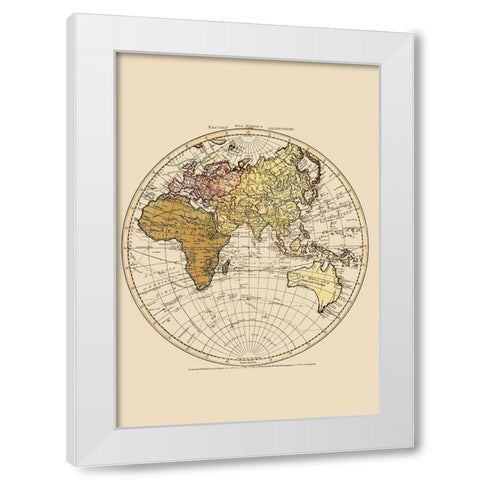 Eastern Hemisphere - Faden 1786 White Modern Wood Framed Art Print by Faden