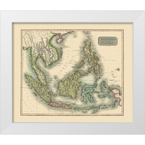 East India Isles Philippines Asia - Thomson 1814 White Modern Wood Framed Art Print by Thomson