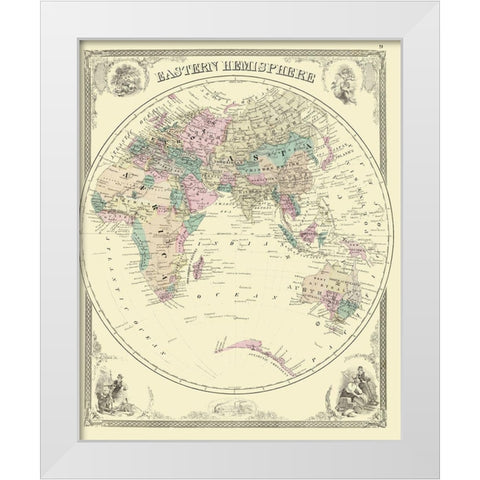 Eastern Hemisphere - Baskin 1876 White Modern Wood Framed Art Print by Baskin