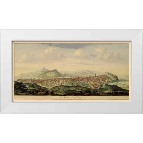 Edinburgh Scotland Panoramic Great Britain - 1690 White Modern Wood Framed Art Print by Unknown