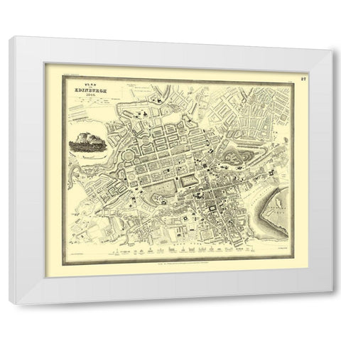 Edinburgh Plan Great Britain - Meyers 1844 White Modern Wood Framed Art Print by Meyers