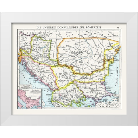 Lower Danubian Countries Roman Empire Europe White Modern Wood Framed Art Print by Droysen