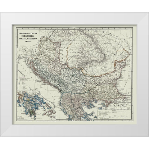 Dacia Moesia Thracia North Macedonia - Spruner White Modern Wood Framed Art Print by Spruner