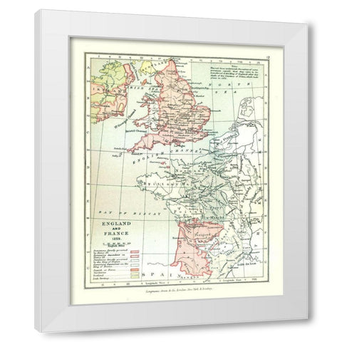 Europe England France 1259 - Gardiner 1902 White Modern Wood Framed Art Print by Gardiner