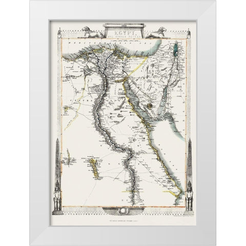 Middle East Egypt Arabia Petraea - Tallis 1851 White Modern Wood Framed Art Print by Tallis