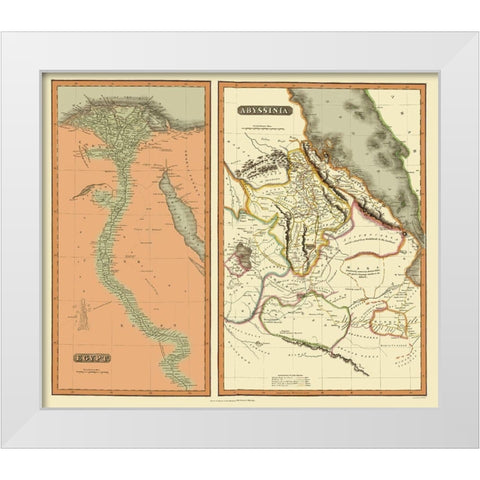 Middle East Egypt Abyssinia - Thomson 1817 White Modern Wood Framed Art Print by Thomson