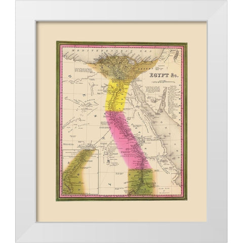 Middle East Egypt - Mitchell 1846 White Modern Wood Framed Art Print by Mitchell