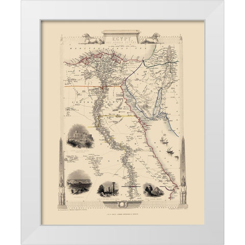 Middle East Egypt Arabia Peninsula - Tallis 1851 White Modern Wood Framed Art Print by Tallis