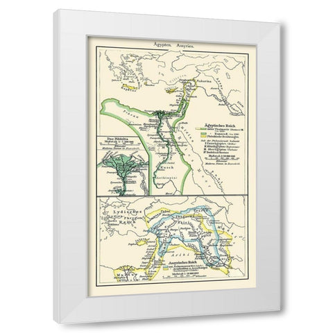 Middle East Egypt Assyria - Putzgers 1897 White Modern Wood Framed Art Print by Putzgers