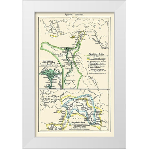 Middle East Egypt Assyria - Putzgers 1897 White Modern Wood Framed Art Print by Putzgers