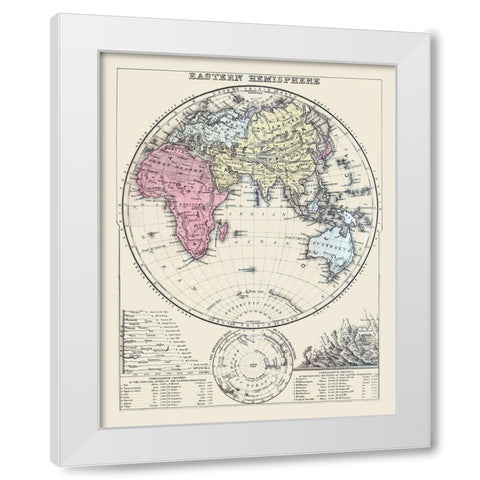 Eastern Hemisphere - Mitchell 1877 White Modern Wood Framed Art Print by Mitchell