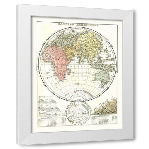 Eastern Hemisphere - Mitchell 1869 White Modern Wood Framed Art Print by Mitchell