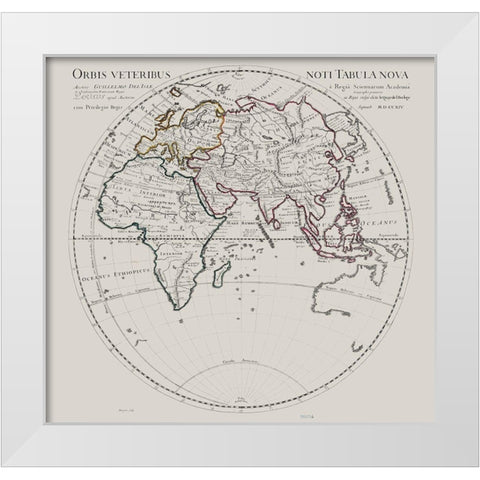 Eastern Hemisphere -De Lisle 1731 White Modern Wood Framed Art Print by De L''isle