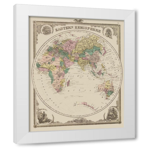 Eastern Hemisphere - Andreas 1875 White Modern Wood Framed Art Print by Andreas