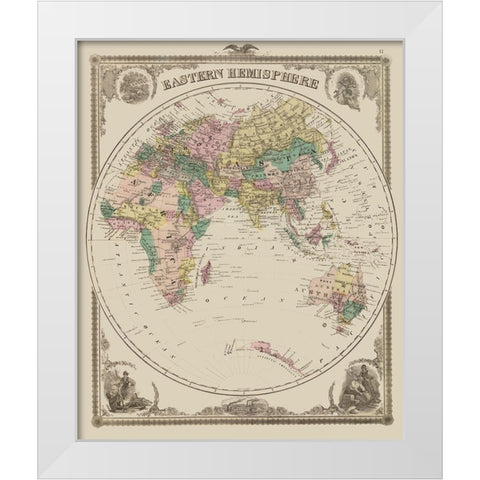 Eastern Hemisphere - Andreas 1875 White Modern Wood Framed Art Print by Andreas