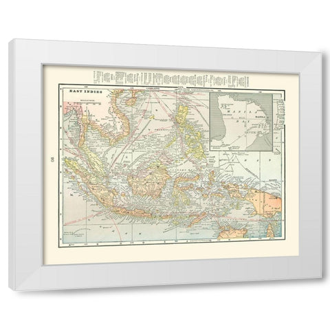 East Indies China Philippines - Cram 1898 White Modern Wood Framed Art Print by Cram