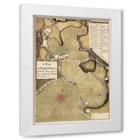 Caribbean English Harbour Antigua Nautical White Modern Wood Framed Art Print by Talbot