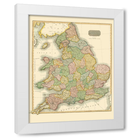 Great Britain England - Thomson 1814 White Modern Wood Framed Art Print by Thomson