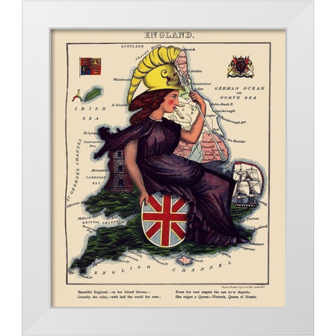 Great Britain England - Lancaster 1869 White Modern Wood Framed Art Print by Lancaster
