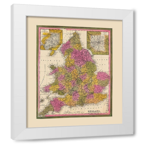 Great Britain England - Mitchell 1846 White Modern Wood Framed Art Print by Mitchell