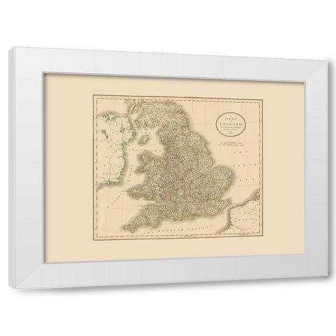 Great Britain England - Cary 1807 White Modern Wood Framed Art Print by Cary