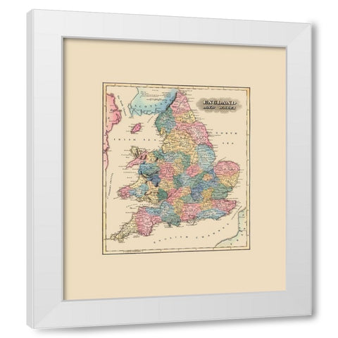 Great Britain England Wales - Lucas 1823 White Modern Wood Framed Art Print by Lucas