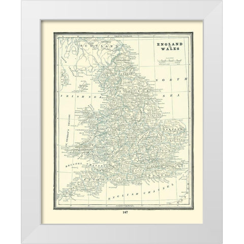 Great Britain England Wales - Rathbun 1893 White Modern Wood Framed Art Print by Rathbun