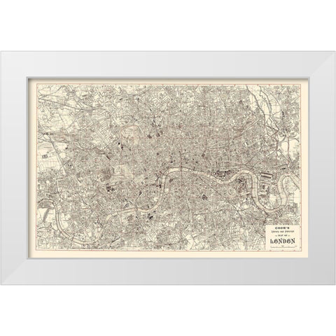 London Literary Historical England - Cook 1899 White Modern Wood Framed Art Print by Cook