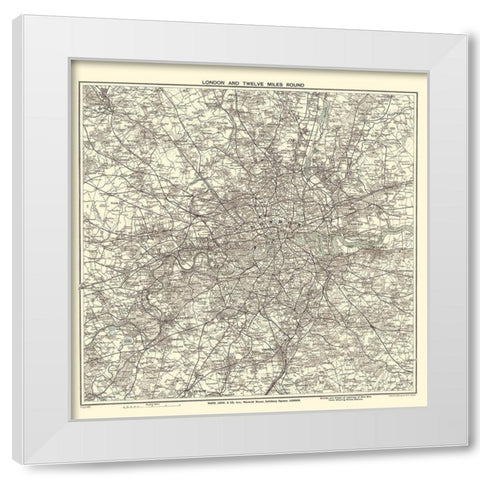 London England - Bartholomew 1925 White Modern Wood Framed Art Print by Bartholomew