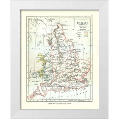 Reign of Edward III England - Gardiner 1902 White Modern Wood Framed Art Print by Gardiner