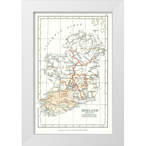 Ireland 1570 - Gardiner 1902 White Modern Wood Framed Art Print by Gardiner