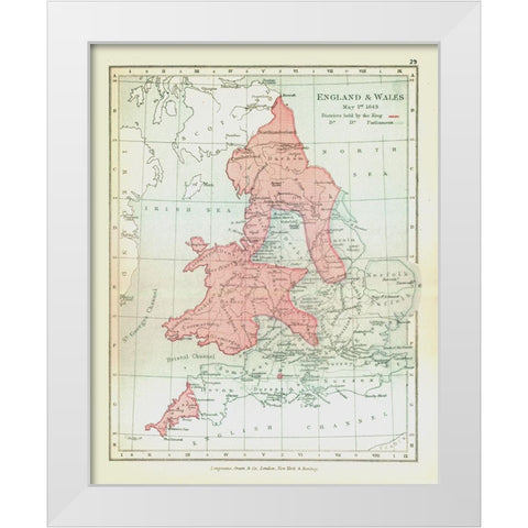 England Wales 1643 - Gardiner 1902 White Modern Wood Framed Art Print by Gardiner