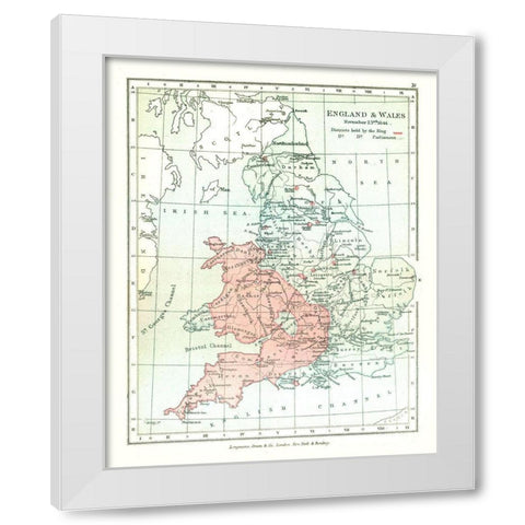 England Wales 1644 - Gardiner 1902 White Modern Wood Framed Art Print by Gardiner