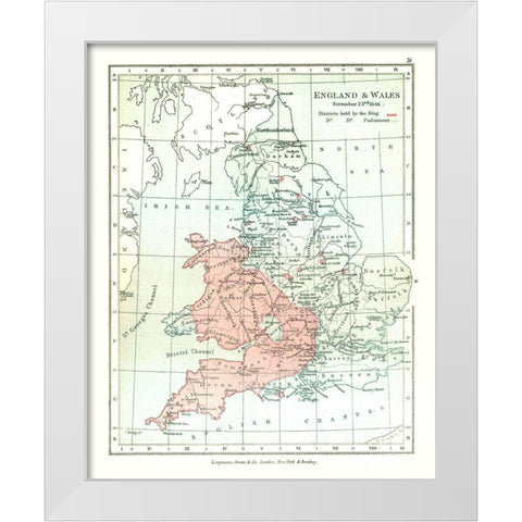 England Wales 1644 - Gardiner 1902 White Modern Wood Framed Art Print by Gardiner